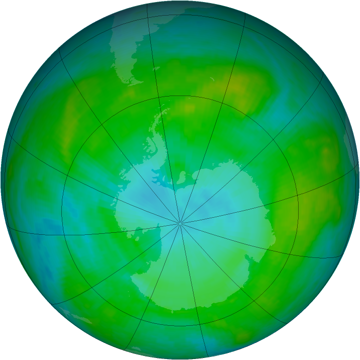 Antarctic ozone map for 23 January 1989